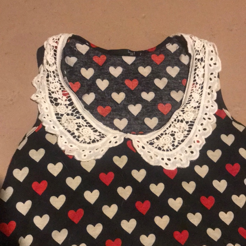Love J lace collar heart print cropped tank - Picture 6 of 7